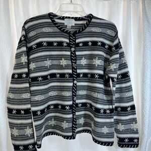 Christopher & Banks Black and Gray Snowflake Cardigan